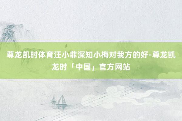 尊龙凯时体育汪小菲深知小梅对我方的好-尊龙凯龙时「中国」官方网站