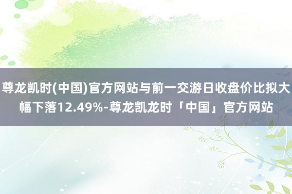 尊龙凯时(中国)官方网站与前一交游日收盘价比拟大幅下落12.49%-尊龙凯龙时「中国」官方网站