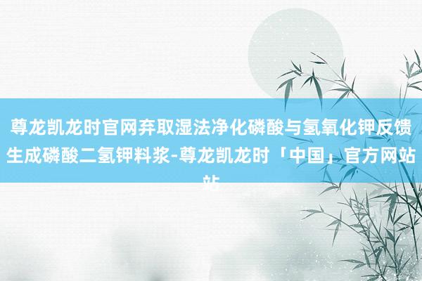 尊龙凯龙时官网弃取湿法净化磷酸与氢氧化钾反馈生成磷酸二氢钾料
