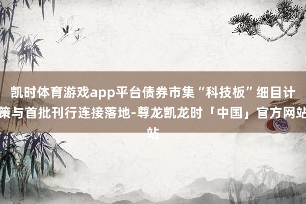 凯时体育游戏app平台债券市集“科技板”细目计策与首批刊行连