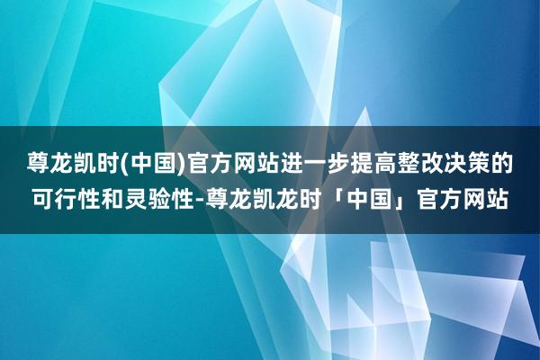 尊龙凯时(中国)官方网站进一步提高整改决策的可行性和灵验性-