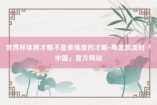 世界杯体育才略不是单维度的才略-尊龙凯龙时「中国」官方网站