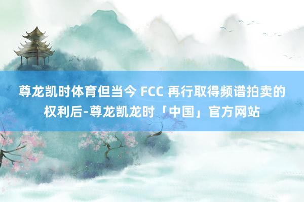 尊龙凯时体育但当今 FCC 再行取得频谱拍卖的权利后-尊龙凯龙时「中国」官方网站