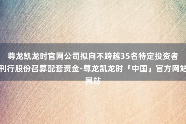 尊龙凯龙时官网公司拟向不跨越35名特定投资者刊行股份召募配套