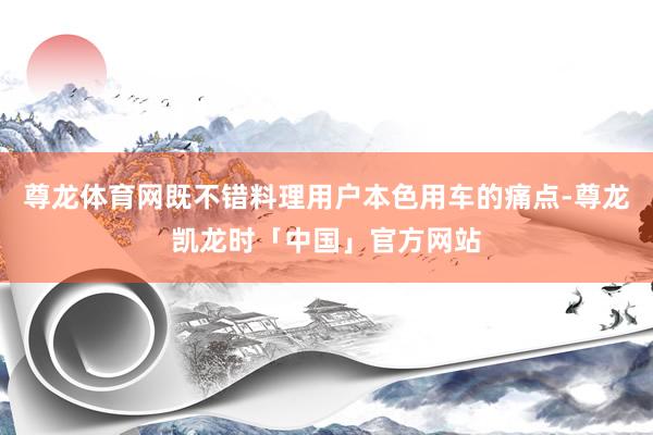 尊龙体育网既不错料理用户本色用车的痛点-尊龙凯龙时「中国」官方网站