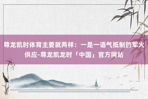尊龙凯时体育主要就两样：一是一语气抵制的军火供应-尊龙凯龙时「中国」官方网站